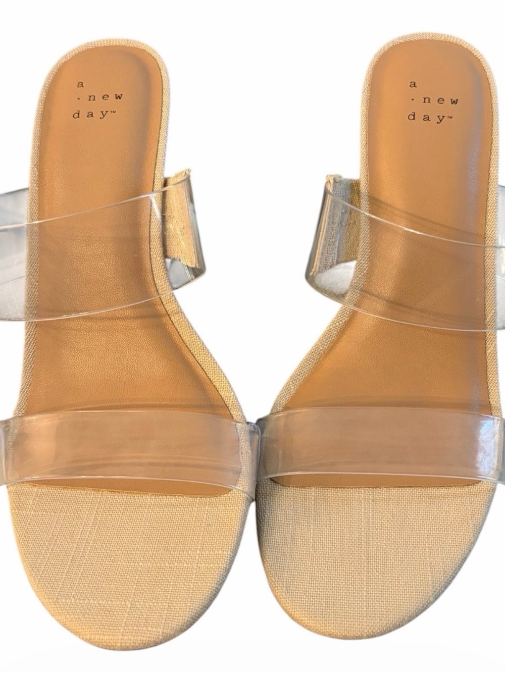 A New Day Women's Beige Anna Clear Strap Slide Sandals Size 8 1/2 NWT